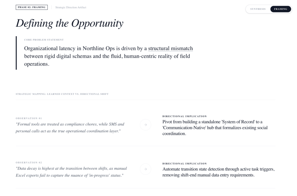 Insight framing or problem definition