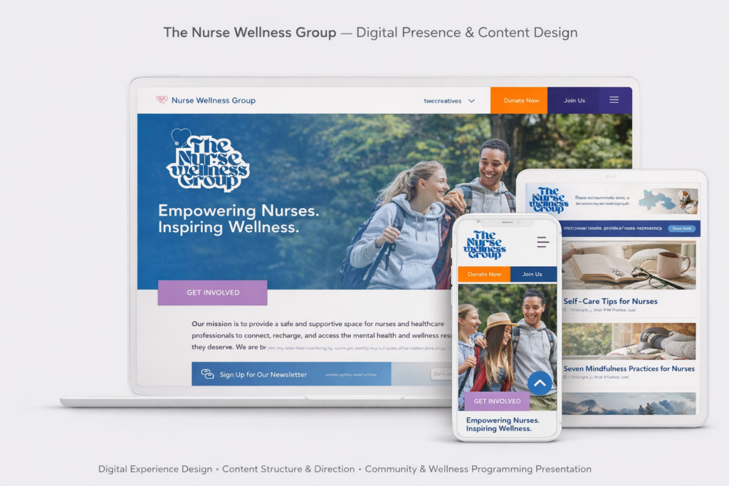 Web and mobile experience design focused on clarity, accessibility, and content systems for a healthcare-focused nonprofit.